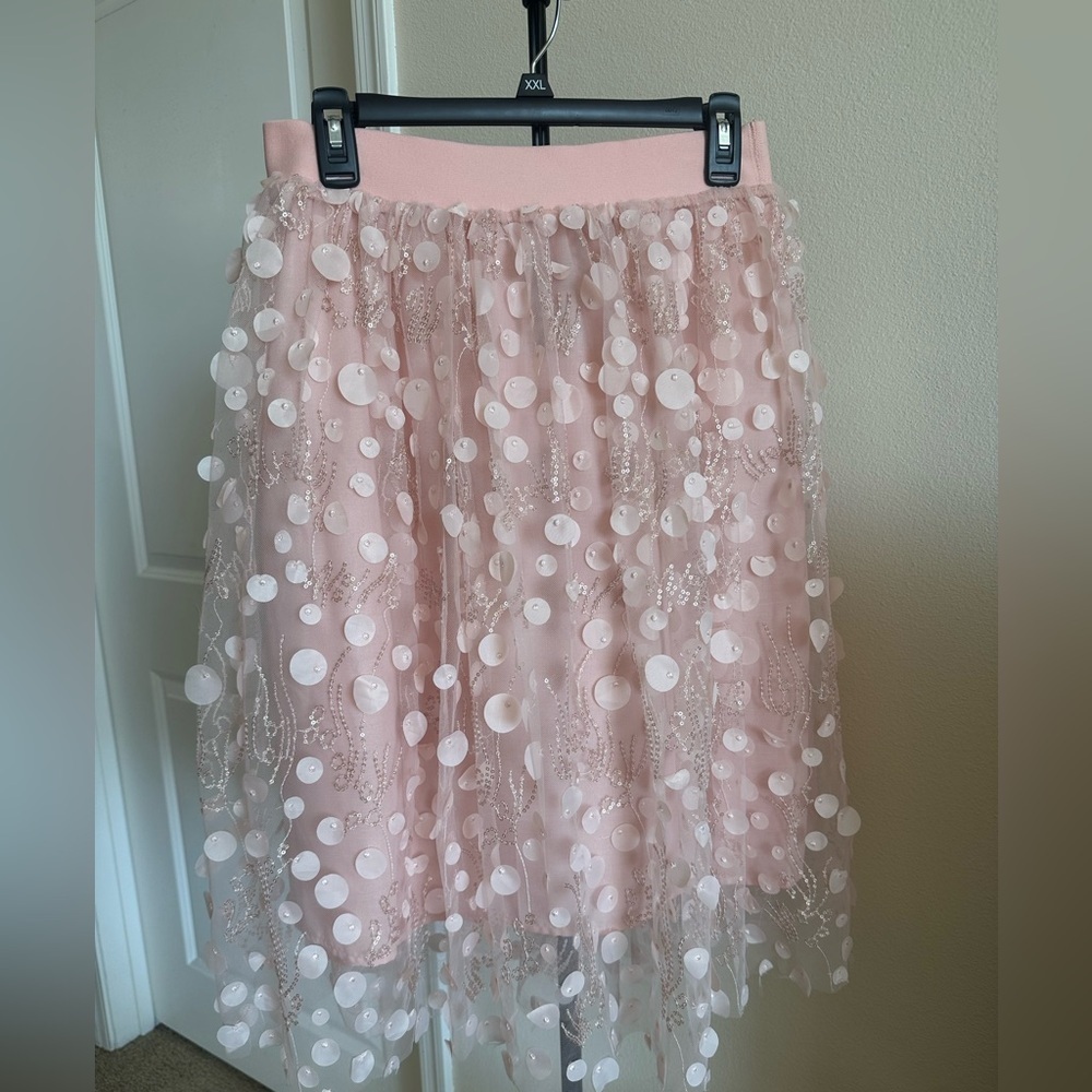 Charlie Paige Blush Sequin Skirt - Picture 8 of 14